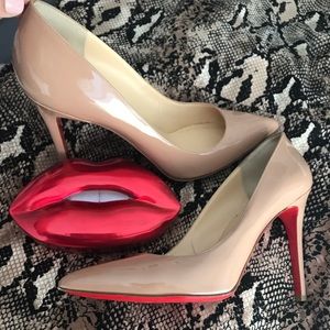 ❤️Christian louboutin Pigalle 100 patent nude.🎉